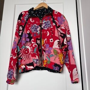 Vintage 90s Marcia Reversible Floral Bomber Jacket Medium Talon Zipper Spring